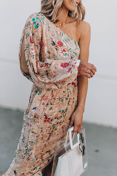 Keep It Charming Floral One-Shoulder Midi Dress