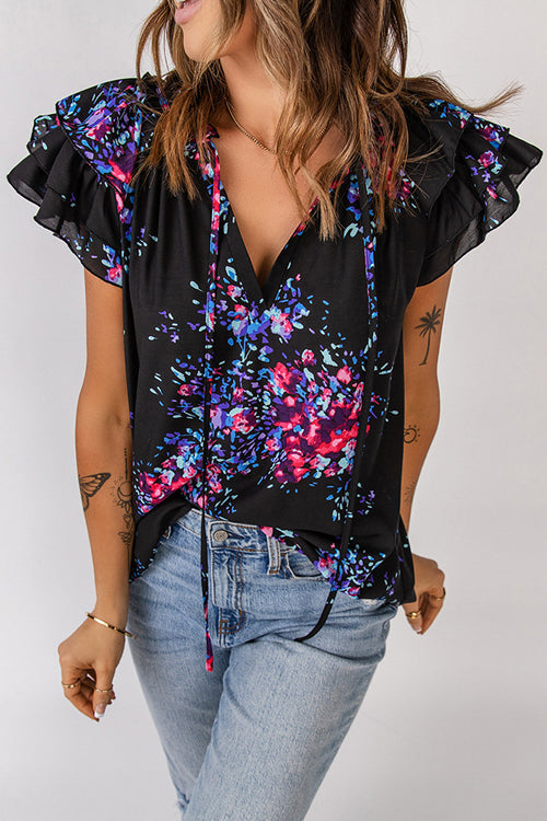A True Radiance Boho Print Short Sleeve Top
