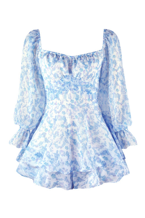 Radiant Blooms Floral Printed Long Sleeve Romper