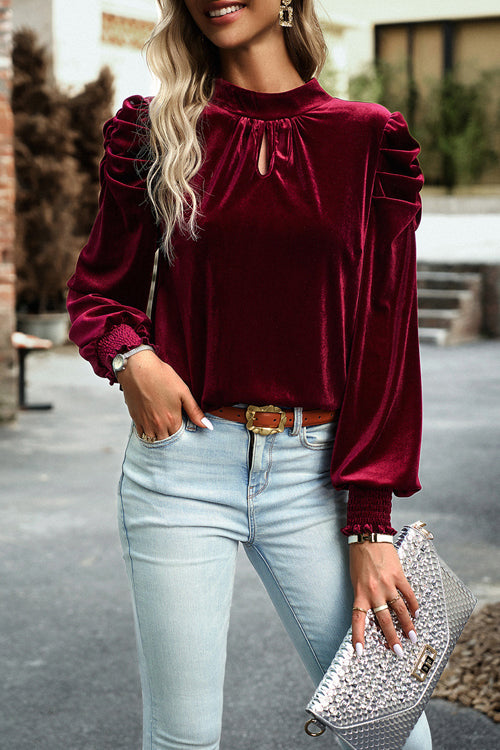 Completely Captivated Velvet Tie-Back Long Sleeve Top