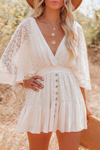 Enchanted Date Lace V-Neck Mini Dress