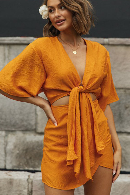 Striking Polished Short Sleeve Mini Dress