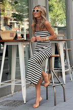 Say You Affection Me Stripe Strapless Midi Dress