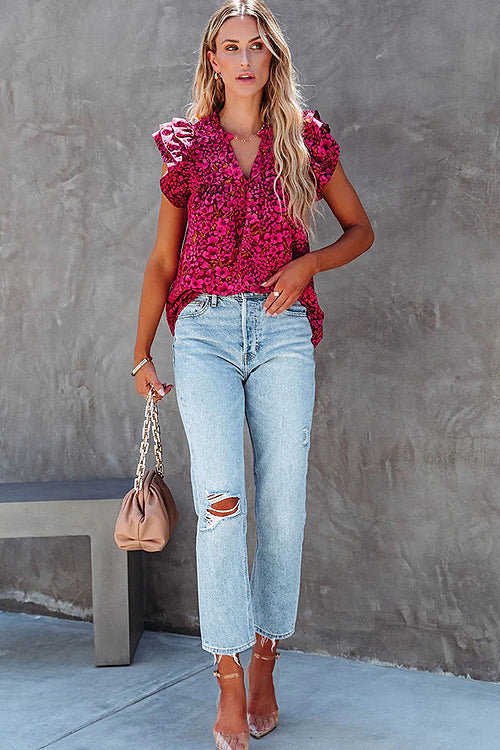 Now You Know Floral Print Short Sleeve Top