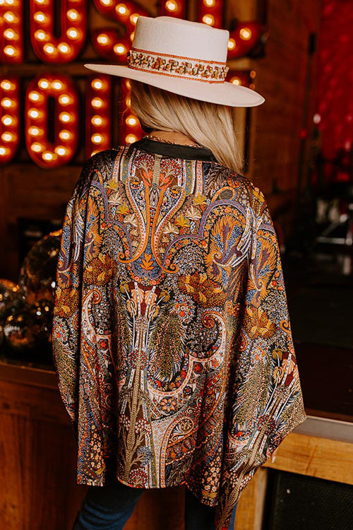 Charming Time Print Button Down Long Sleeve Top