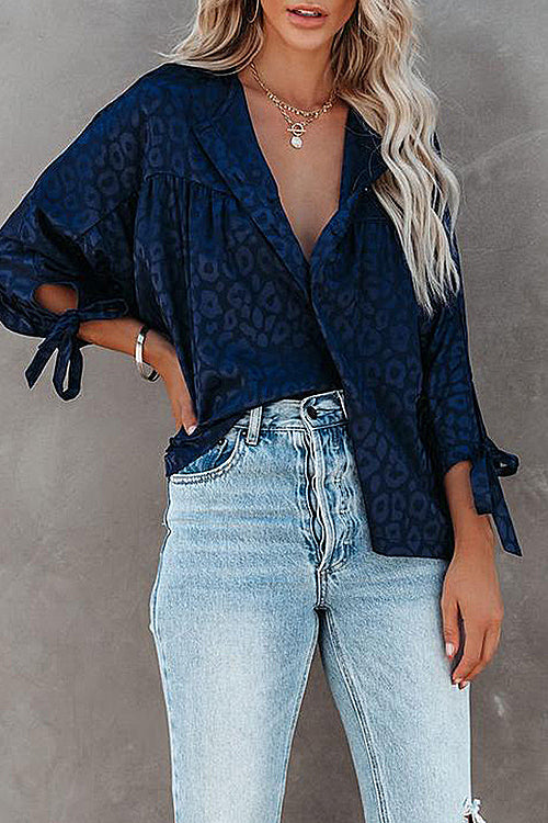 Charming New Day Print Babydoll Button Up Top