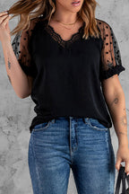 Hello Radiant Sheer Dot Tulle Short Sleeve Top