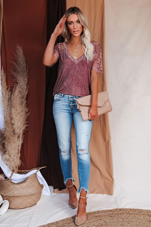 Heart Of Joy Lace Short Sleeve Top