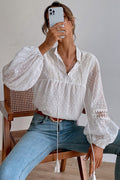 Charming New Day Lace Swiss Dot Long Sleeve Top