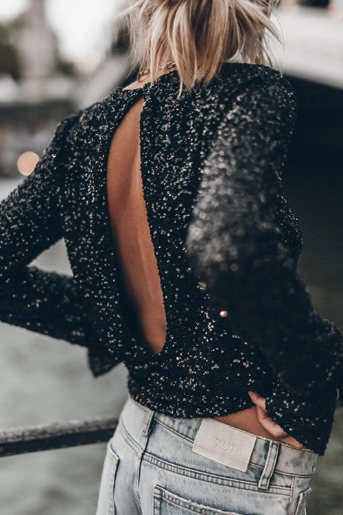 Glow For Us Sequin Long Sleeve Top