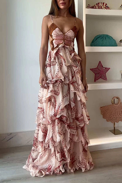Let There Be Love Story Butterfly Print Maxi Dress