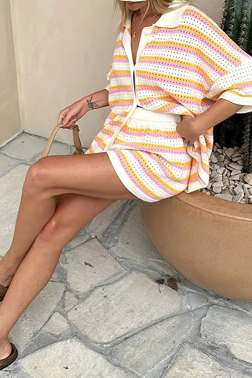 Toasty Muse Striped Short Sleeve Knit Set