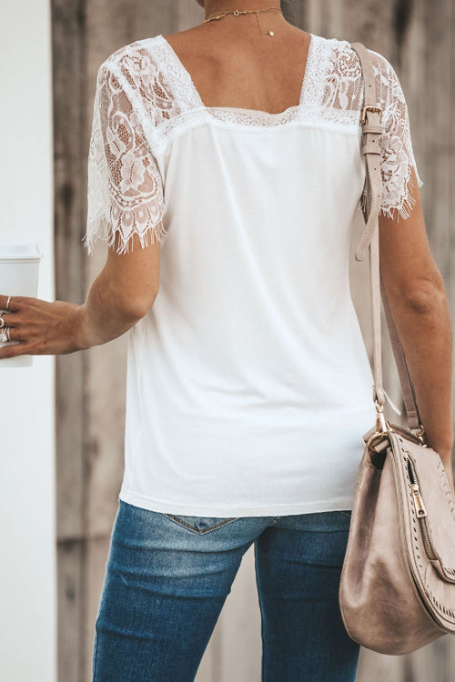 Imagine Me Without You Lace Shoulder Tee