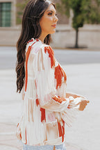 Move To Affection Print Long Sleeve Smocked Top