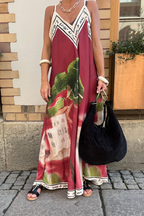 Wondrous Muse V-Neck Printed Maxi Dress