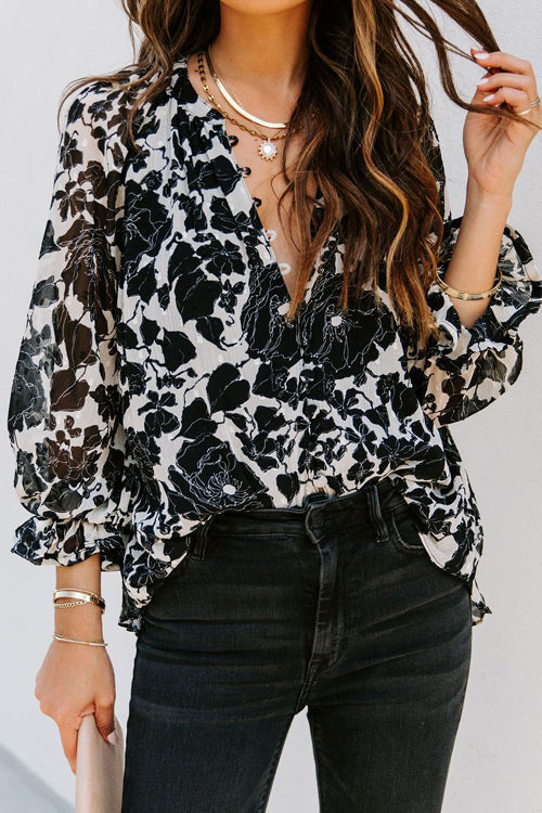Enchanted Days Button Up Printed Top