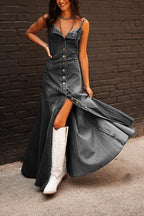 Radiant Composure Denim Maxi Dress
