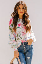 Delightful And Polished Floral Print Smocked Top