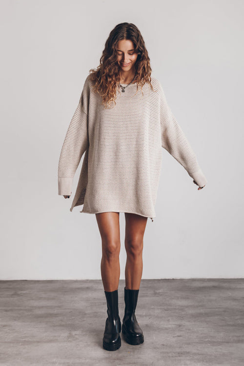 Everyday Radiance Long Sleeve Side Slit Knit Dress -3 Colors