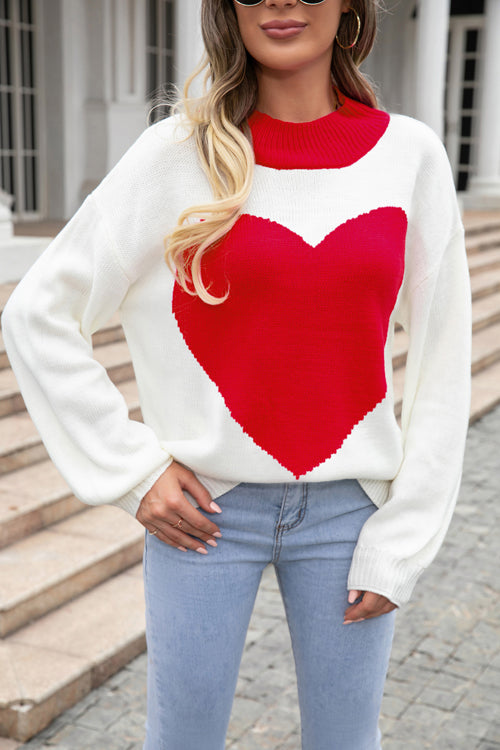 Look Out Heart Long Sleeve Knit Sweater