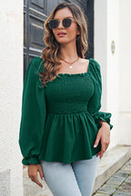 See You There Statement Sleeve Smocked Top