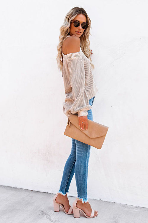 Most Delightful Treat Cold Shoulder Knit Sweater