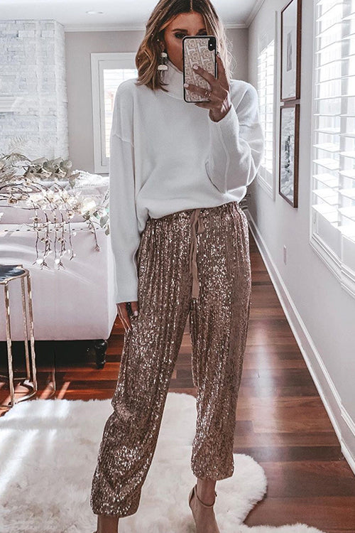 Festive Ready Golden Sequin Pants