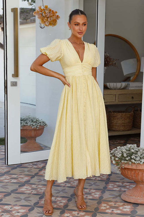 Radiant Soul Puff Sleeve Maxi Dress