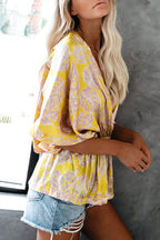 Close At Heart Floral Print Wrap Top