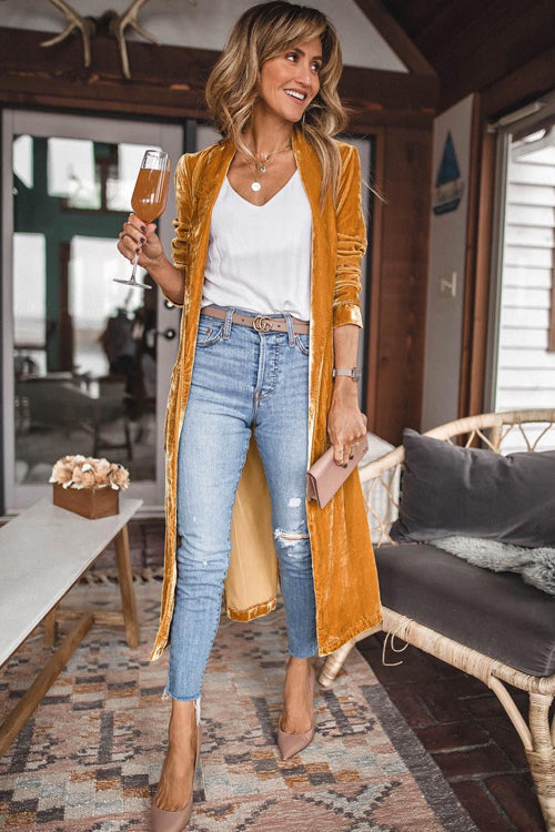 Live In Delight Velvet Long Sleeve Coat - 7 Colors