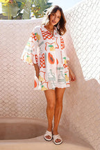 Open Your Heart Cotton Print A-Line Mini Dress