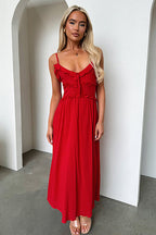 Confident Charmer Spaghetti Ruffled Midi Dress