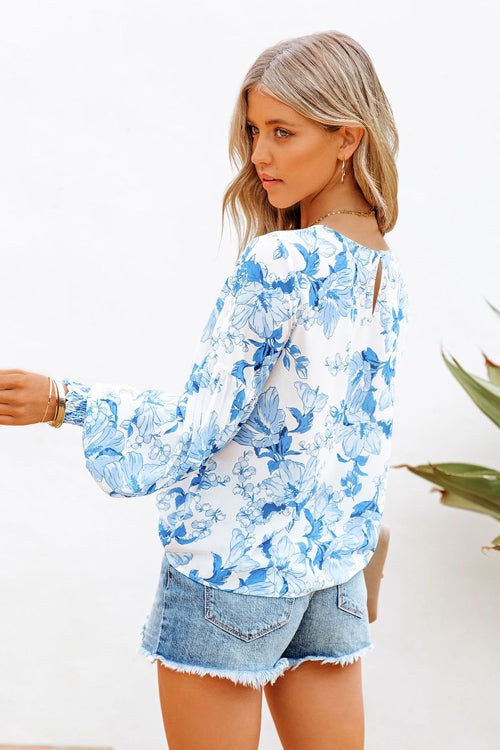Radiance And A Breeze Print Smocked Top
