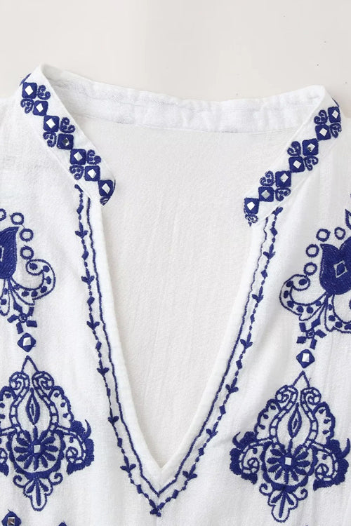 Midnight Love Story Embroidery Long Sleeve Top
