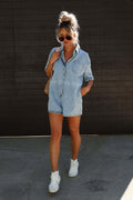 Festival Mood Light Wash Short Sleeve Denim Romper