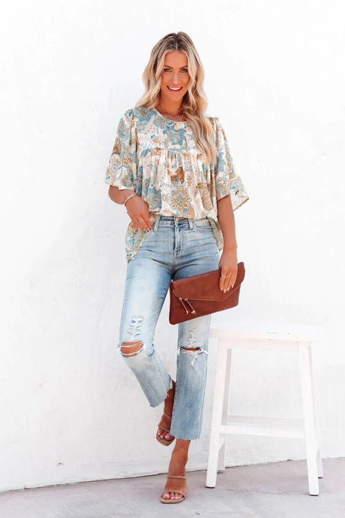 Weekday Polished Print Short Sleeve Top