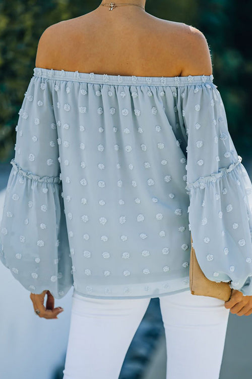 Delightful One Swiss Dot Off Shoulder Top
