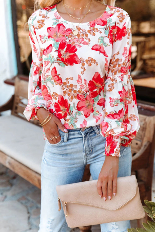 Radiance And A Breeze Print Smocked Top