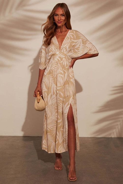 Mykonos Mood V-Neck Printed Maxi Dress