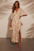 Mykonos Mood V-Neck Printed Maxi Dress
