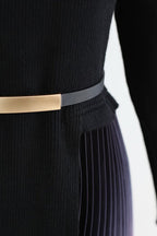 Love Story That Wows Pleated Belted Knit Dress