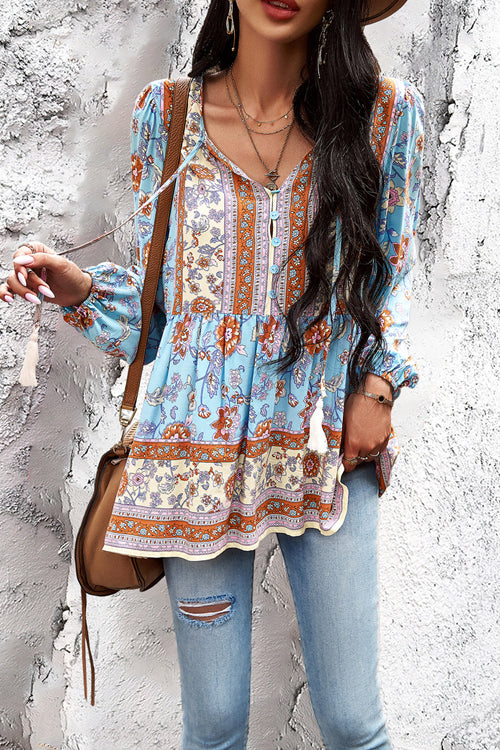 All In Boho Print Long Sleeve Top