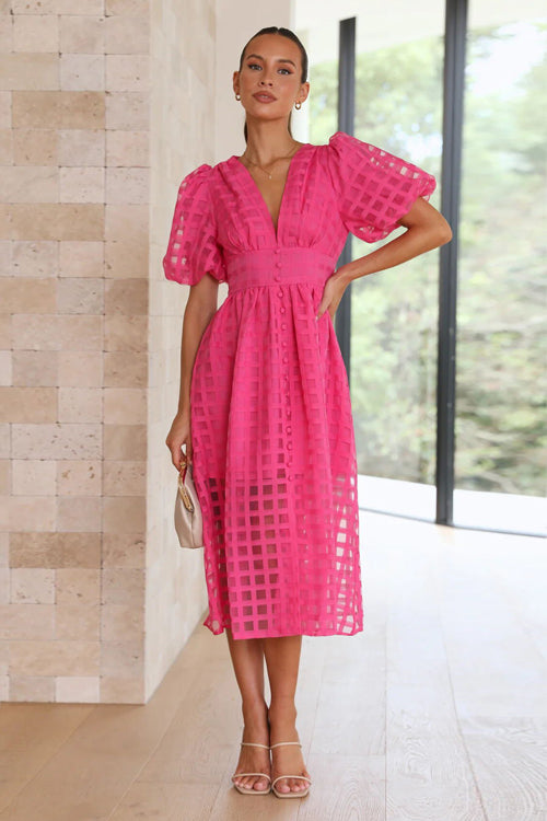 Garden Of Love Story Puff Sleeve Midi Dress - 9 Colors