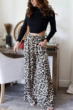 Blissful Getaway Leopard Print Wide Leg Pants