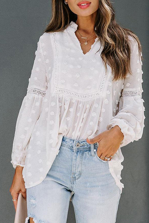 Breezy Radiance Dotted Long Sleeve Top