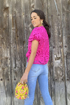 Getting Closer Hollow-Out Short Sleeve Top