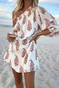 Mood Compelled Print One Shoulder Mini Dress