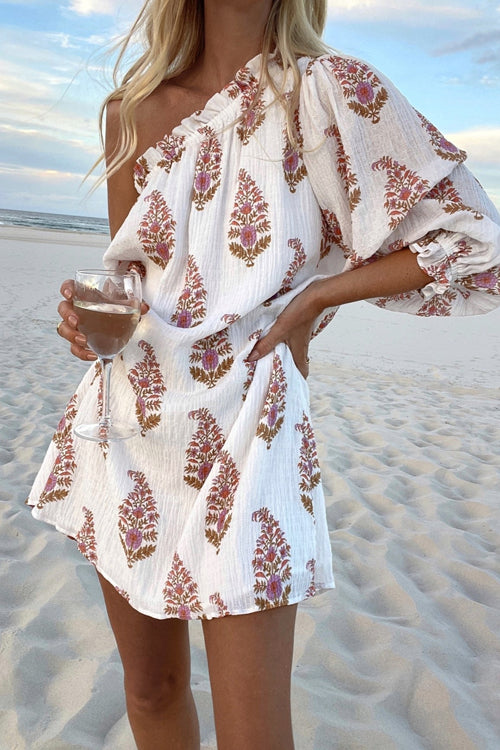 Mood Compelled Print One Shoulder Mini Dress