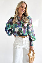 All About You Print Button Down Long Sleeve Top