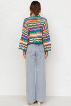 Let's Get Away Colorful Stripe Knit Sweater